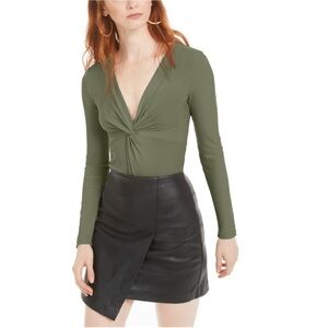 NWT | Bar III Olive Twist Bodysuit